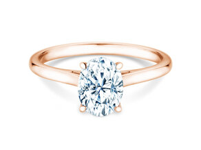 Anillo de compromiso Oval Cut en 18K oro rosa con diamante de laboratorio 1,00ct E/VS