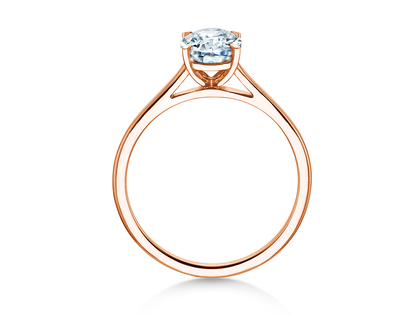 Anillo de compromiso Oval Cut en 18K oro rosa con diamante de laboratorio 1,00ct E/VS