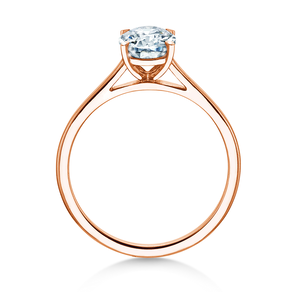 Anillo de compromiso Oval Cut en 18K oro rosa con diamante de laboratorio 1,00ct E/VS