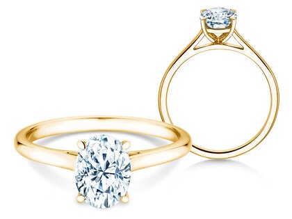 Anillo de compromiso Oval Cut en 18K oro amarillo con diamante de laboratorio 0,50ct E/VS