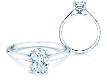 Anillo de compromiso Oval Cut en 14K oro blanco con diamante 2,00ct G/SI