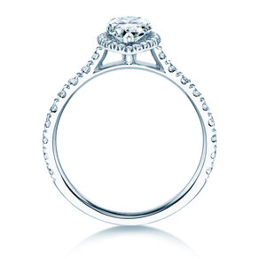 Anillo de compromiso Pear Halo Pavé en 9K oro blanco con diamantes 0,58ct G/SI