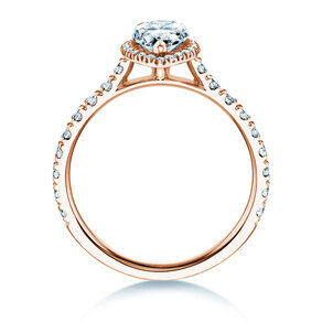Anillo de compromiso Pear Halo Pavé en 9K oro rosa con diamantes 1,46ct G/SI