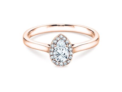 Anillo de compromiso Pear Shape en 18K oro rosa con diamantes 0,50ct G/SI