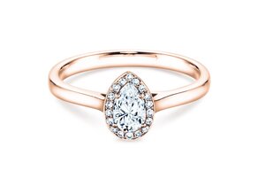 Anillo de compromiso Pear Shape en 18K oro rosa con diamantes 0,50ct G/SI