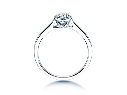 Anillo de compromiso Pear Shape en 14K oro blanco con diamantes 0,65ct G/SI