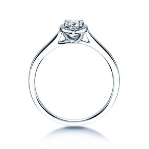 Anillo de compromiso Pear Shape en 14K oro blanco con diamantes 0,65ct G/SI