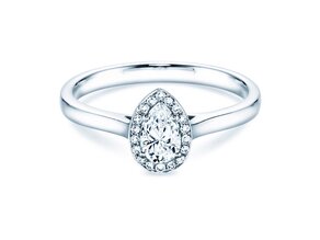 Anillo de compromiso Pear Shape en 14K oro blanco con diamantes 0,65ct G/SI