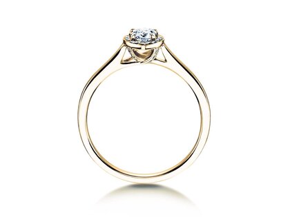 Anillo de compromiso Pear Shape en 9K oro amarillo con diamantes 0,40ct G/SI