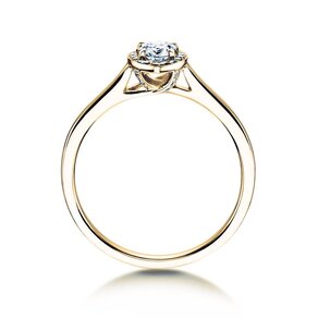 Anillo de compromiso Pear Shape en 9K oro amarillo con diamantes 0,40ct G/SI