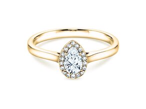 Anillo de compromiso Pear Shape en 9K oro amarillo con diamantes 0,40ct G/SI
