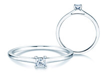 Anillo de compromiso Princess en 9K oro blanco con diamante 0,15ct G/SI