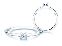 Anillo de compromiso Princess en 9K oro blanco con diamante 0,15ct G/SI