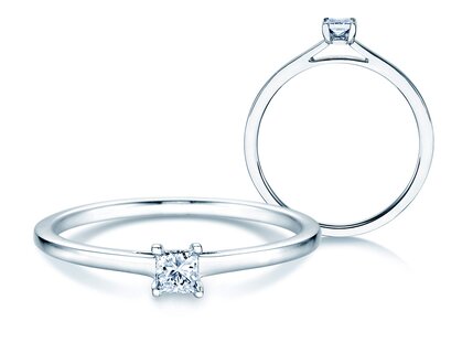 Anillo de compromiso Princess en 9K oro blanco con diamante 0,15ct G/SI