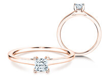 Anillo de compromiso Princess en 9K oro rosa con diamante 0,15ct G/SI