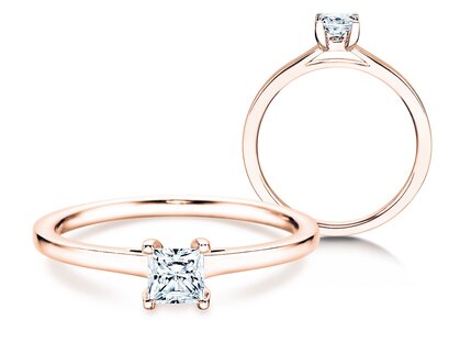 Anillo de compromiso Princess en 9K oro rosa con diamante 0,15ct G/SI