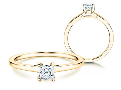 Anillo de compromiso Princess en 14K oro amarillo con diamante 0,15ct G/SI