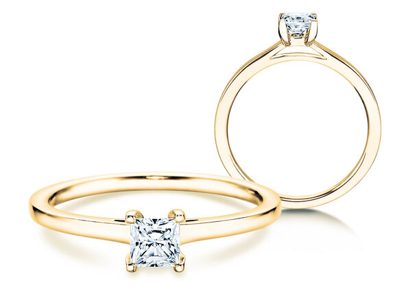 Anillo de compromiso Princess en 14K oro amarillo con diamante 0,15ct G/SI