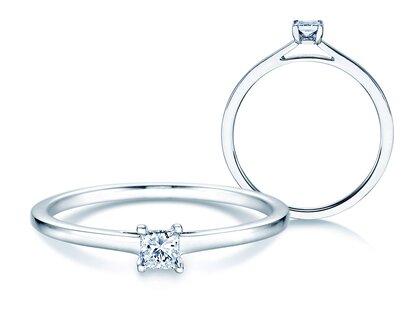 Anillo de compromiso Princess en 14K oro blanco con diamante 0,25ct G/SI