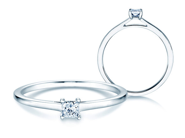 Anillo de compromiso Princess en 14K oro blanco con diamante 0,25ct G/SI