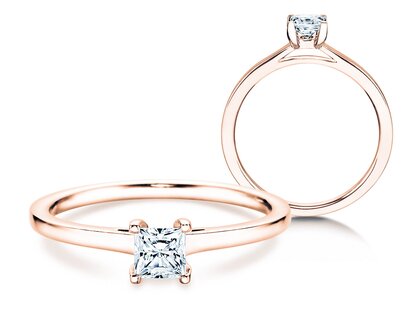Anillo de compromiso Princess en 14K oro rosa con diamante 0,50ct G/SI