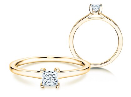 Anillo de compromiso Princess en 18K oro amarillo con diamante 0,25ct G/SI
