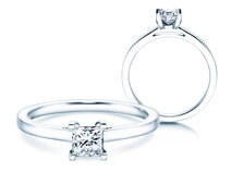 Anillo de compromiso Princess en platino 950/- con diamante 0,50ct G/SI
