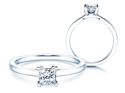 Anillo de compromiso Princess en 14K oro blanco con diamante 0,50ct G/SI