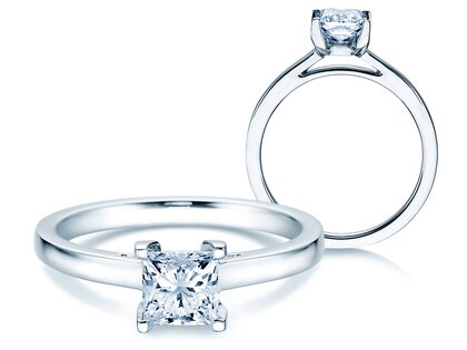 Anillo de compromiso Princess en 14K oro blanco con diamante 1,50ct G/SI