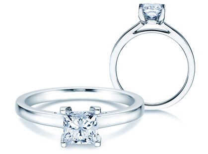 Anillo de compromiso Princess en platino 950/- con diamante 1,00ct G/SI