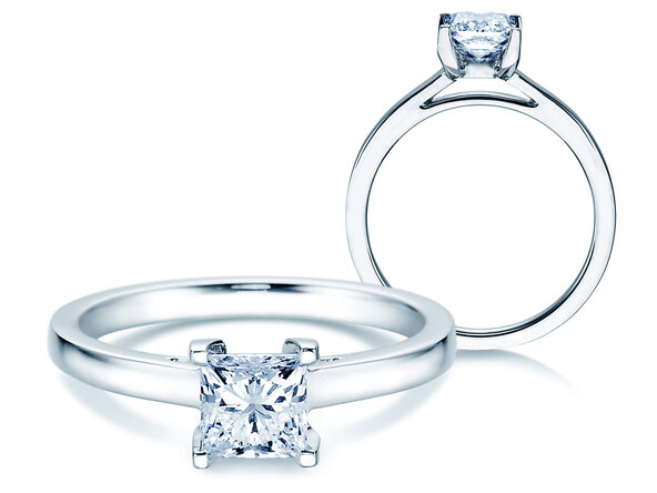 Anillo de compromiso Princess en 14K oro blanco con diamante 1,50ct G/SI