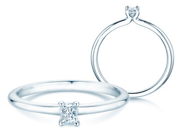 Anillo de compromiso Radiant Clean en 14K oro blanco con diamante 0,08ct G/SI