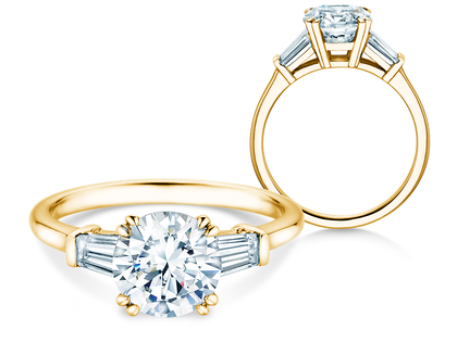 Anillo de compromiso Brilliant Tapered Baguette  en 9K oro amarillo con diamantes 0,41ct G/SI