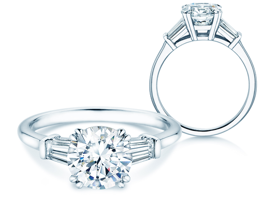 Anillo de compromiso Brilliant Tapered Baguette  en 14K oro blanco con diamantes 0,41ct G/SI