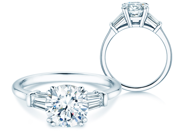 Anillo de compromiso Brilliant Tapered Baguette  en 14K oro blanco con diamantes 0,41ct G/SI