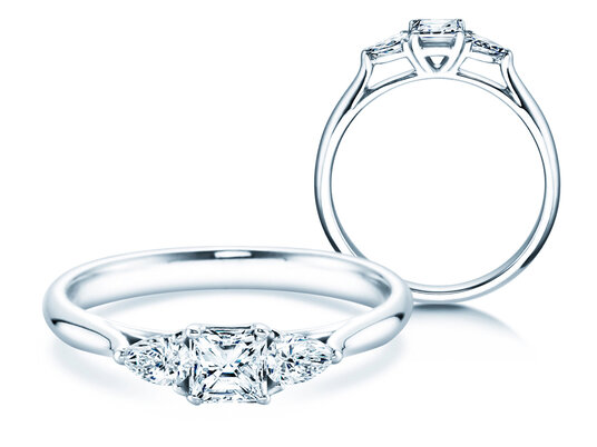 Anillo de compromiso Vivid Asscher en 14K oro blanco con diamantes 0,53ct G/SI
