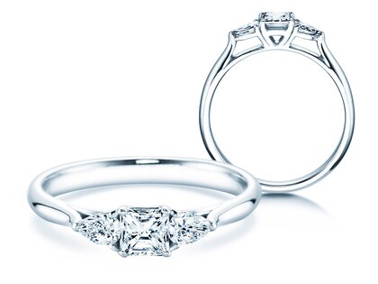 Anillo de compromiso Vivid Asscher en 14K oro blanco con diamantes 0,53ct G/SI