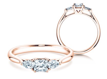 Anillo de compromiso Vivid Asscher en 14K oro rosa con diamantes 0,53ct G/SI