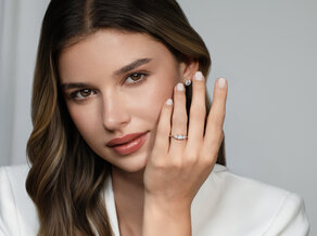 Anillo de compromiso Vivid Asscher en 14K oro blanco con diamantes 0,53ct G/SI