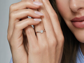 Anillo de compromiso Flower en 18K oro amarillo con diamantes 0,33ct G/SI