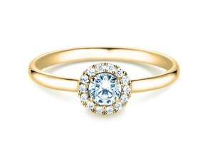 Anillo de compromiso Flower en 18K oro amarillo con diamantes 0,33ct G/SI
