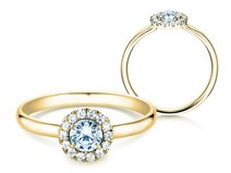 Anillo de compromiso Flower en 14K oro amarillo con diamantes 0,49ct G/SI