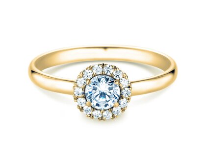 Anillo de compromiso Flower en oro amarillo