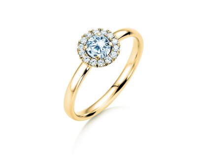 Anillo de compromiso Flower en oro amarillo