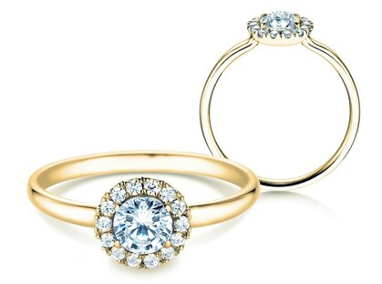 Anillo de compromiso Flower en oro amarillo