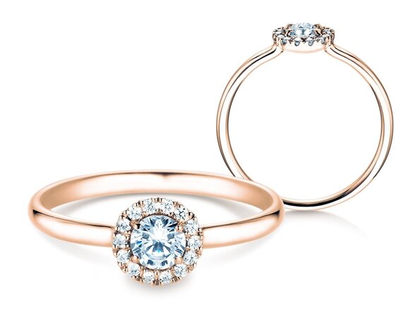 Anillo de compromiso Flower en 18K oro rosa con diamantes 0,33ct G/SI