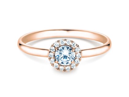 Anillo de compromiso Flower en 18K oro rosa con diamantes 0,33ct G/SI