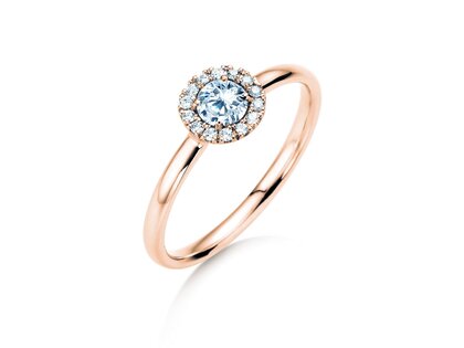 Anillo de compromiso Flower en 18K oro rosa con diamantes 0,33ct G/SI