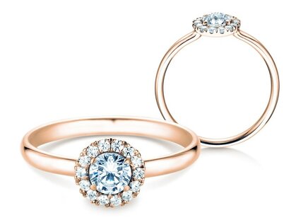 Anillo de compromiso Flower en 18K oro rosa con diamantes 0,49ct