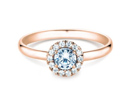 Anillo de compromiso Flower en oro rosa